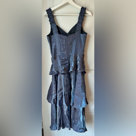 Tiered Cutout‎ Metallic Blue Dress Size S - Picture 3 of 6